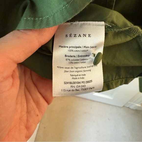 Sézane Jorden Blouse in Khaki/Ecru | Size 42 / US size 10 - Picture 11 of 11
